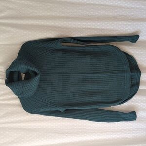 Garnet Hill 100% Superfine Merino Wool Teal Cowlneck Tunic Sweater, Women SM/Med